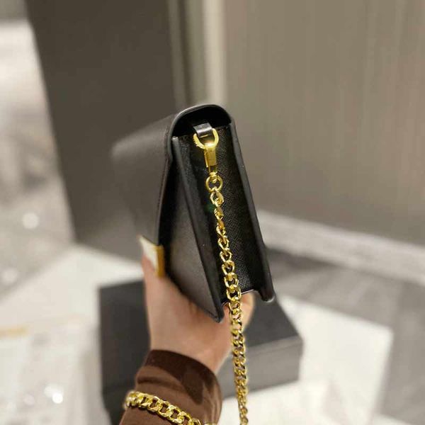 

2022handbag envelope organ bag chain crossbody bags cowhide leather triangle sign shoulder messenger plain wallets handbags purs