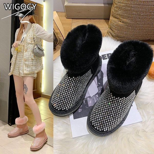

boots winter 2021 women's snow short tube fur integrated plus velvet warm non-slip thick-soled cotton, Black