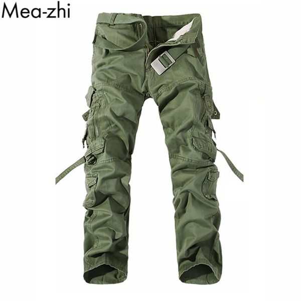 

men's pants cargo men casual work daily loose multi pockets solid mens, Black