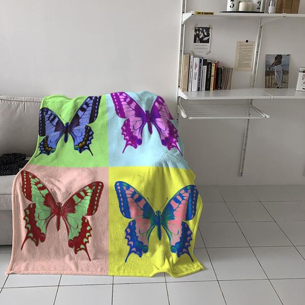 

animal insect color butterfly throw blanket picnic travel blanket portable soft bedspread microfiber flannel blankets for beds