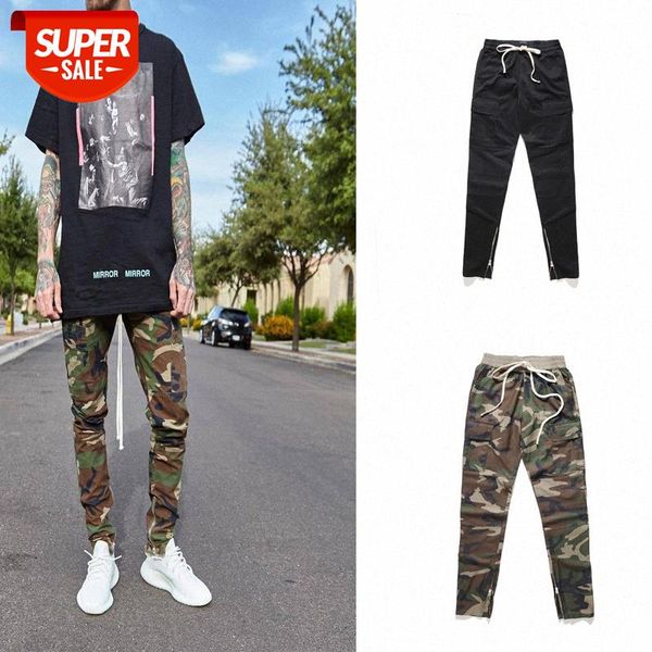

fog style classic men's self-cultivation small feet overalls multi-pocket zipper casual pants trousers #yv6c, Black
