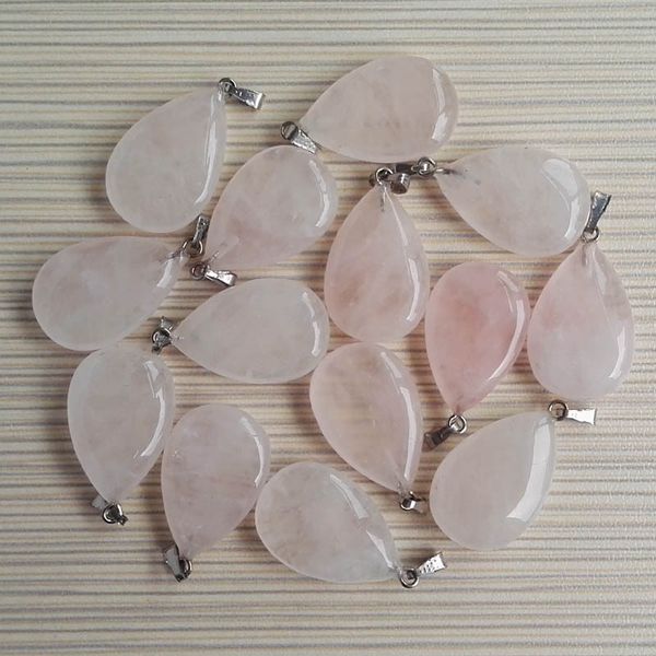 Pietra naturale Opale di quarzo rosa rosa Occhio di tigre turchese a forma di goccia d'acqua charms bianco nero Pendenti in cristallo per accessori per collana creazione di gioielli