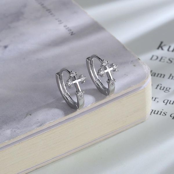 

hoop & huggie women crystal crosses hoops earrings punk gothic jewelry accessories female party earing argollas mujer aros pendientes, Golden;silver