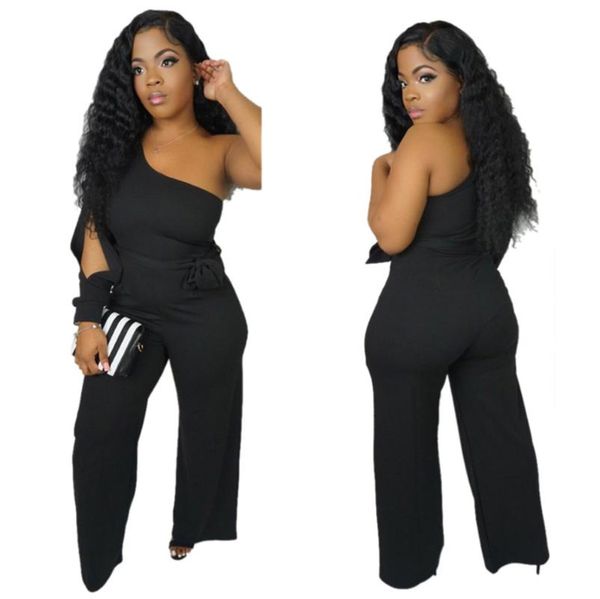 

women's jumpsuits & rompers summer 2021 solid jumpsuit boho off one shoulder womens body women plus size, Black;white