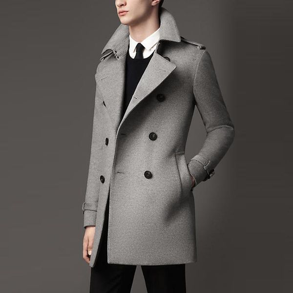 

men's wool & blends qiu dong with thick cloth coat british handsome male or long cultivate morality leisure woolen jacket's, Black