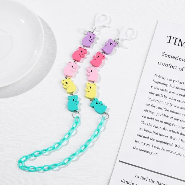 

sunglasses frames creative candy color cartoon koala mask chain lanyard glasses multicolor acrylic straps, Silver