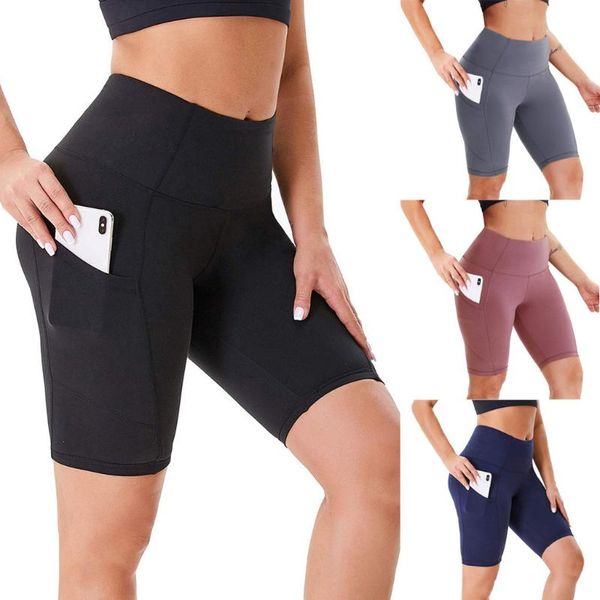 

classic 2021 yoga shorts womens high waist solid workout yoga shorts with 2 hidden pockets tight 40, White;red