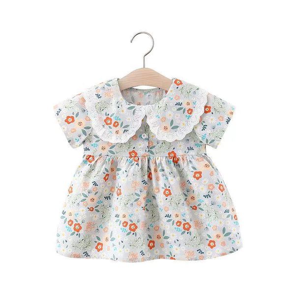 

girl's dresses 2021 spring baby girls short sleeve princess floral print vintage cotton cardigans children kids dress vestidos, Red;yellow