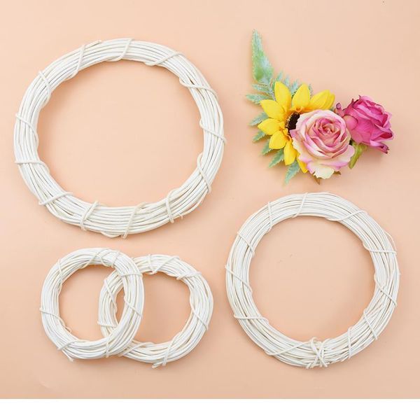 

10/15/20cm white rattan ring artificial flowers garland dried flower frame for christmas home decor diy floral wedding qylidg