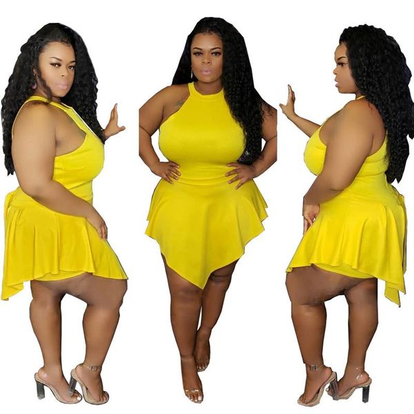 

summer womens jumpsuit shorts back zipper solid color sleeveless halter collar fake two piece large size jumpsuit slim, Black;white