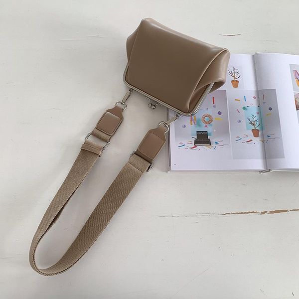 

evening bags wide strap clip bag women shoulder soft pu crossbody for kisslock fashion coins purse handbag female