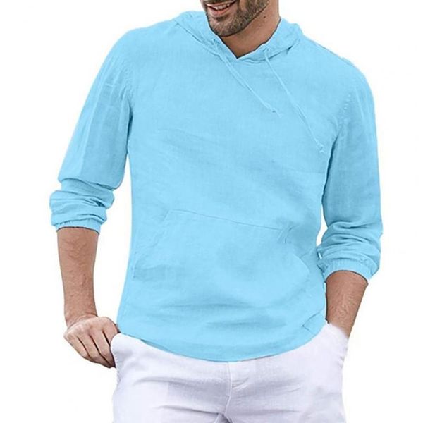 

men's hoodies & sweatshirts 2021 retro shrinkage cuff all match breathable solid color long sleeve men front pocket top, Black