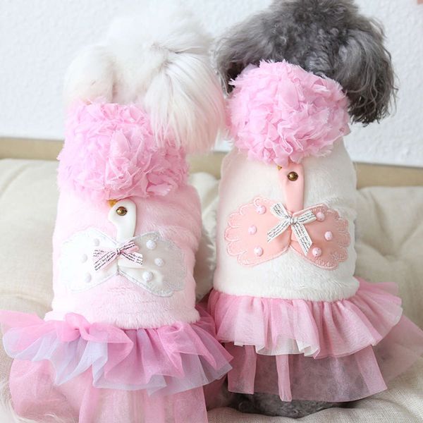

ysgj new mini cap swan skirt pet clothing dog clothing in autumn and winter of 2019