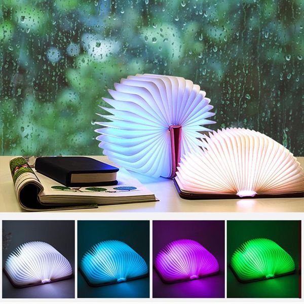

book lights for home decor portable usb rechargeable led magnetic foldable wooden lamp night light desk