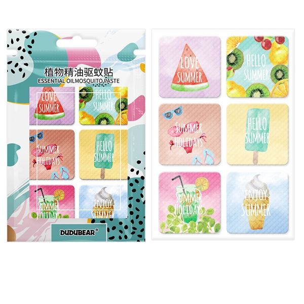 

portable anti-mosquito stickers 24pcs/bag summer cartoon cute animal fruit cone printed mosquito repellent patch for kids