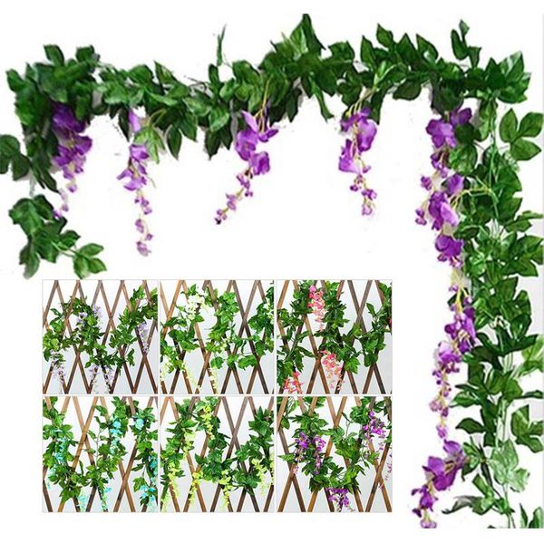 

decorative flowers & wreaths vine 1pc wedding festival supplies outdoor artificial wisteria home decor garland