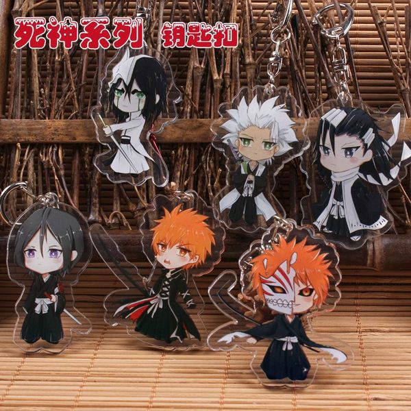 

keychains cute bleach kurosaki ichigo anime action key chain acrylic figure keyring model toy keychain keyholder xmas gift, Silver