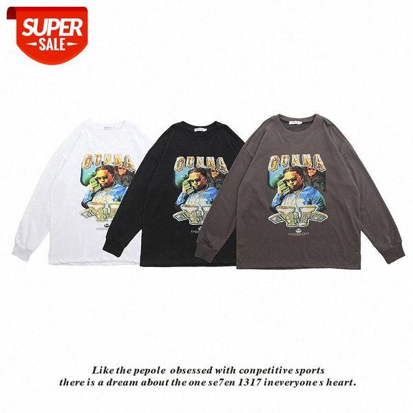 

couple hip hop letter avatar printing retro style long-sleeved round neck t-shirt sweater men #j498, Black