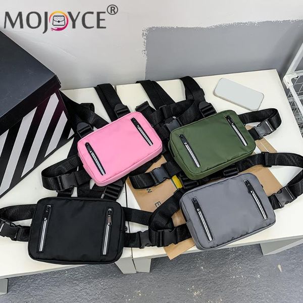 

black chest bag streetwear vest casual bags waist pack nylon outdoor sport travel shopping acessories 22x16x4cm