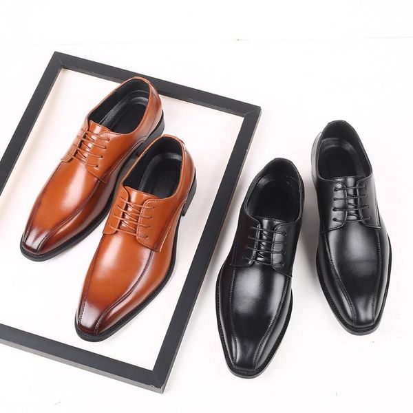 

dress shoes big size 6-13 leather men classic dark formal business wedding for, Black