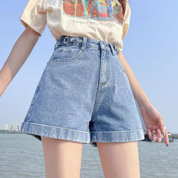 

women's shorts summer breeches wide denim high waist casual fashion plus size female jeans mom korean, White;black