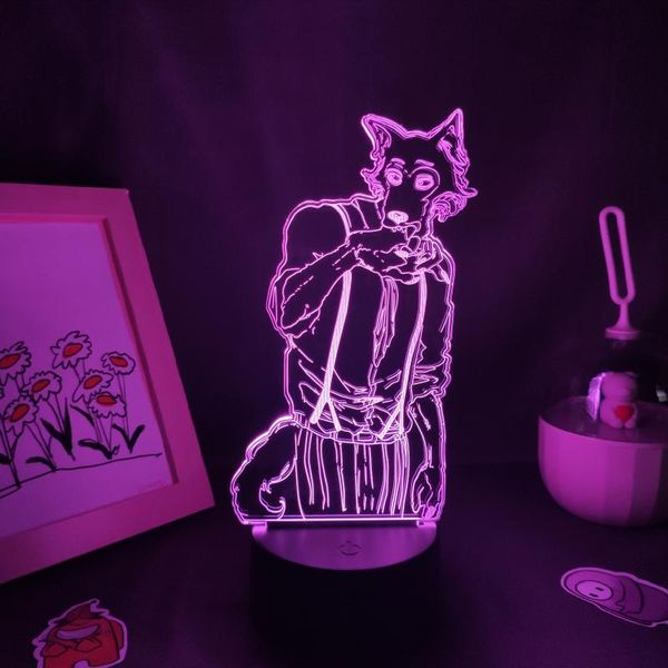 

night lights manga beastars 3d lava lamps anime figure legosi led rgb neon battery touch table desk colorful decoration for home