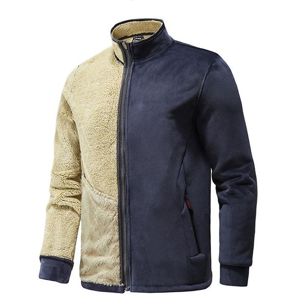 

men's hoodies & sweatshirts r lamb wool cardigan hoodie youthmens jackets and coats casual winter oversized winte stand collar plus war, Black