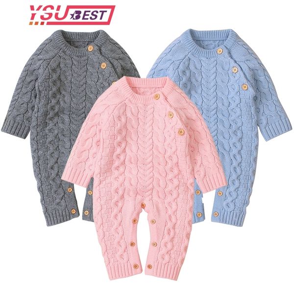 

newborn baby boy rompers toddler jumpsuit girls candy color knitted baby clothes infant boy overall children outfit spring 210317, Blue