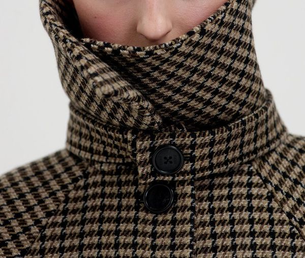 

2021 women wollen trench wool blend autumn and winter new brown plaid mid-length lapel straight large pocket woolen coat h4d2, Black