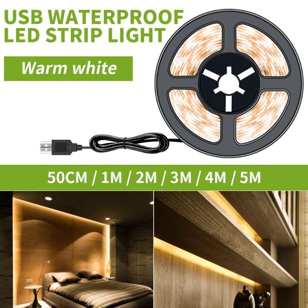 

strips 5v tira led strip lamp kitchen waterproof flexible ribbon light stripe usb closet cabinet backlight tape
