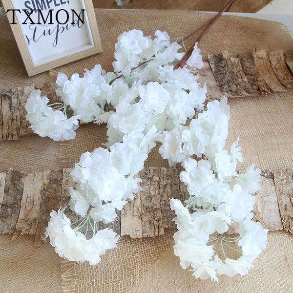 

simulation cherry blossom 100cm 4 branches with green pear flower encryption cherry wedding decoration artificial silk flowers