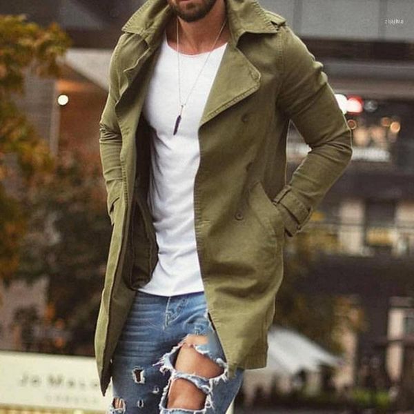 

spring autumn men trench coat jacket slim fit plus size black outwear business long windproof overcoat jackets for men1, Tan;black