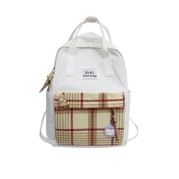 

2021 new contrast checkered nylon college wind school bag men and women outdoor portable backpack