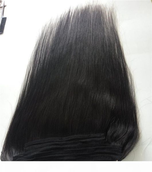 

micro ring human hair weave bundles 1pcs flip in hair extensions easy fish line #1b #2 #4#6#8 100g set 100% real hair extensions, Black