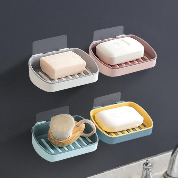 

soap dishes wall mounted dish punch-sponge holder double layer drainage box bathroom kitchen plastic storage container shelf