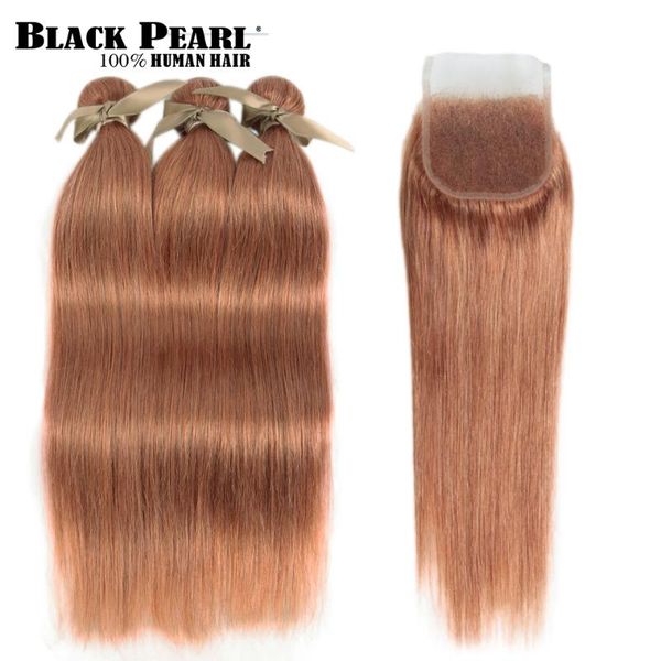 

human hair bulks black pearl brazilian straight bundles with closure remy 3 color o blonde ii