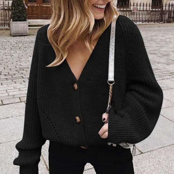 

women's knits & tees comfortable wearing loose single-breasted women sweater for daily, White