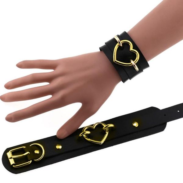 

charm bracelets 2021 punk women heart double layer faux leather bracelet bangle jewelry decor accessory gift for, Golden;silver