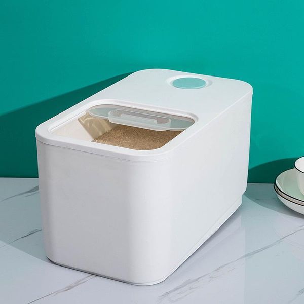 

storage bottles & jars 10kg large capacity rice dispenser bucket with lid wheels sealed food bins kitchen containers plastic organize