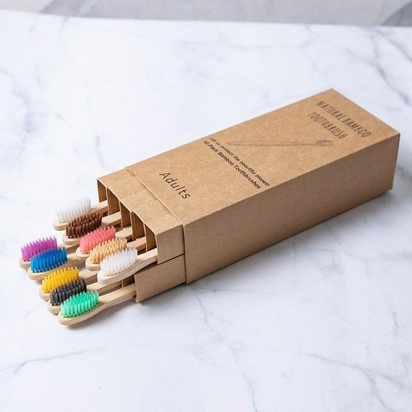 

bath accessory set 10pcs/lot environmental bamboo toothbrush oral health low carbon soft bristle wood handle personal cleaning supplies