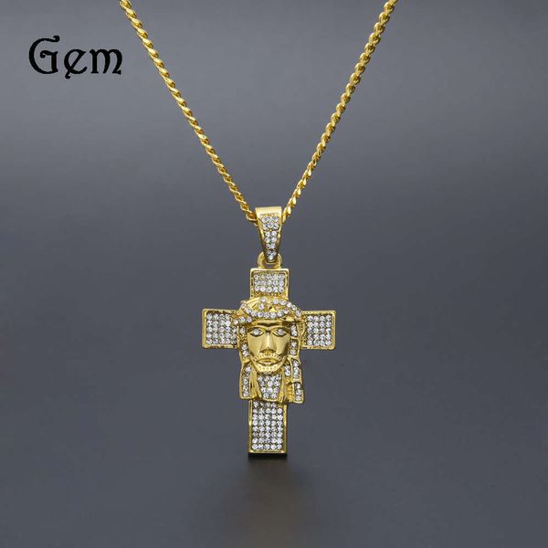 

fashion hip hop diamond cross jesus face pendant men's jewelry, Silver