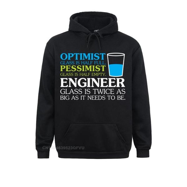 

men's hoodies & sweatshirts funny engineer optimist pessimist glass hoodie unique women cotton harajuku shirt normal, Black