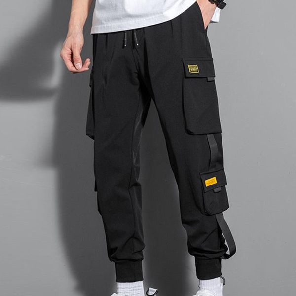 

men's pants mens casual loose cargo pant plus size sports harlem nine trousers sweatpants pantalon homme, Black