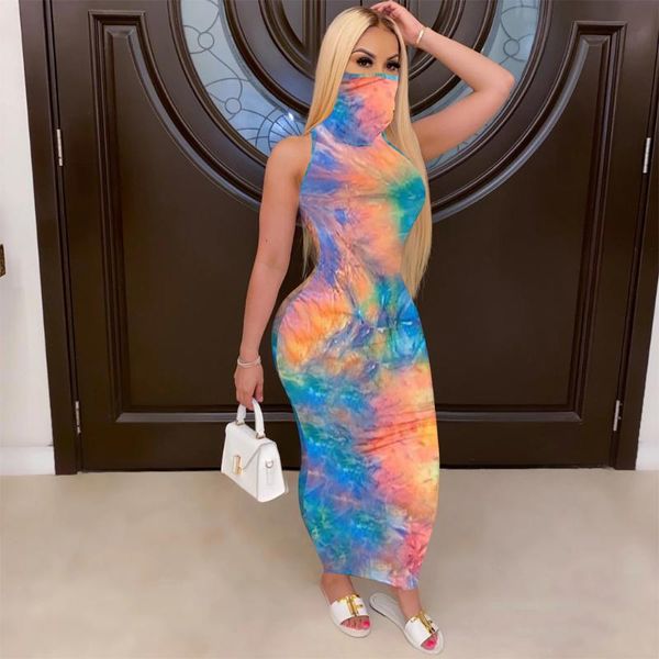 

casual dresses tie dyeing women slim fit dress ladies girls sleeveless long maxi evening party beach bodycon sundress, Black;gray