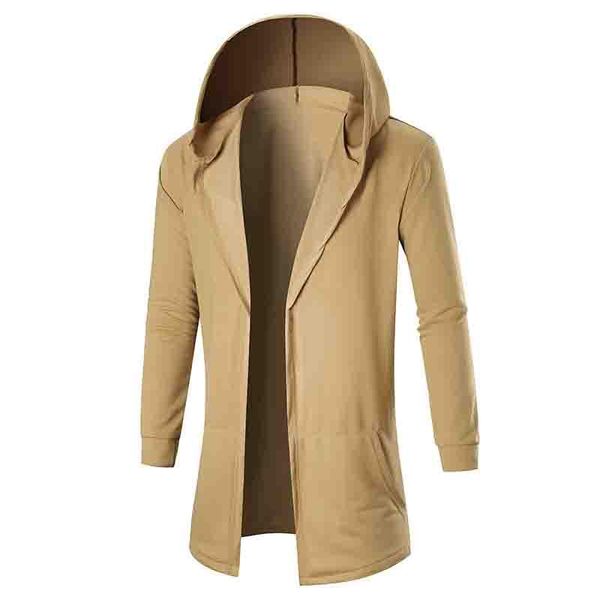 Männer Graben Mäntel Mode 2021 Herbst Winter Spleißen Kapuze Fleece Jacke Tasche Strickjacke Männer Hoodies Herren Mantel Lange Mantel