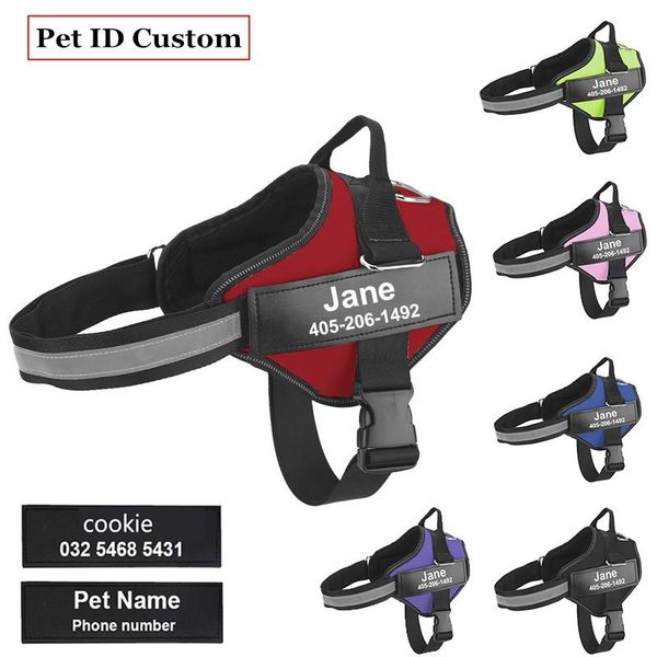 

dog collars & leashes harness personalized reflective breathable adjustable vest for id custom patch outdoor walking supplies
