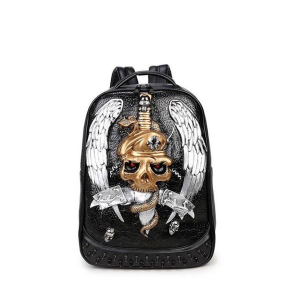 

backpack rivets mens lap3d fashion personality skull leather japanese bag school bags