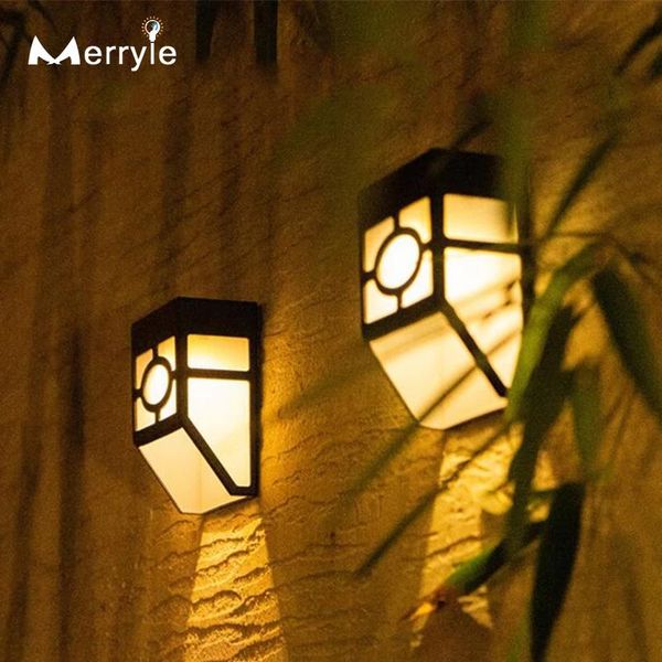 

4pcs outdoor solar wall light automatic switch retro style light control corridor wall lamp waterproof for garden yard decor