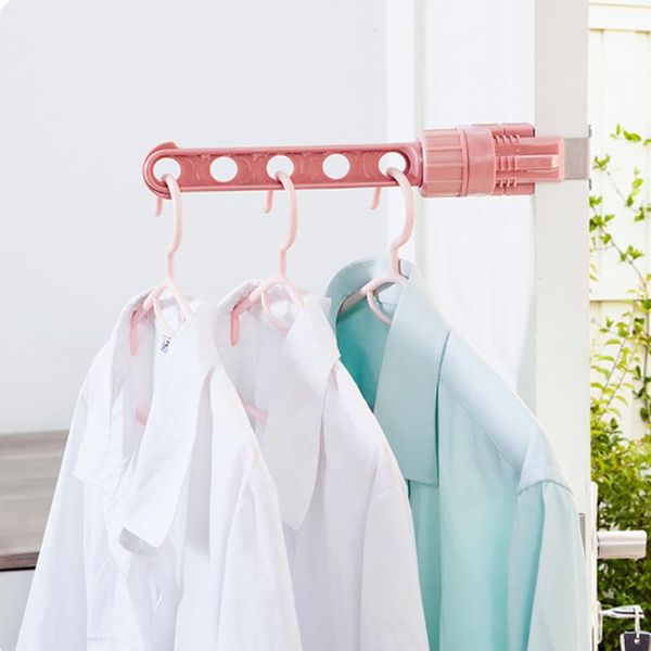 

hangers & racks indoor 5-hole plastic hanger door windows hook balcony travel clothes hanging rod storage cloth