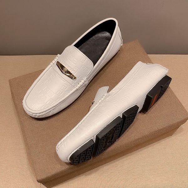 

breathable leather dress shoes casual one-step driving men's shoes factory direct sales, Red;white